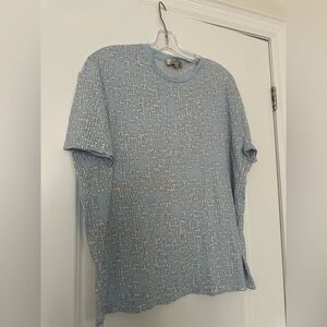 Hermès Blue Geometric Print T-Shirt XXL Abstract Maze Pattern Tee, 100% Cotton